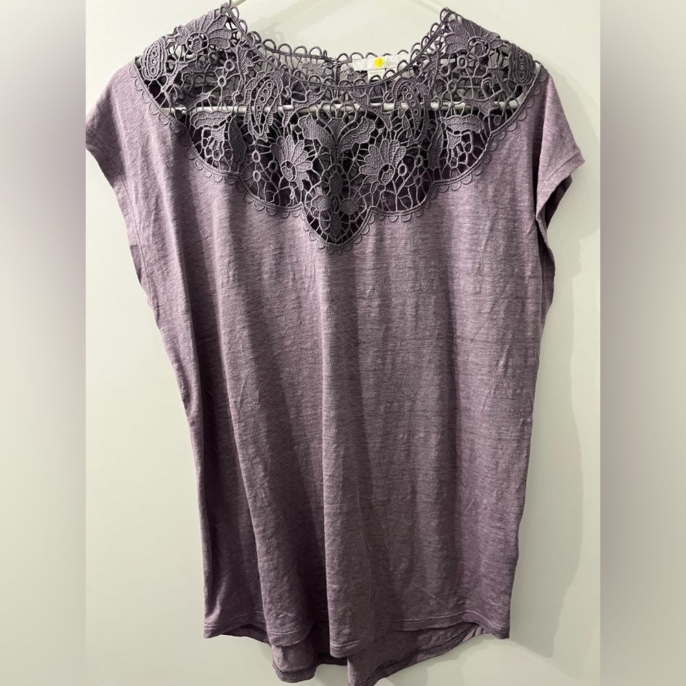 Boden Cut Work Linen T-Shirt in Grey Ridge